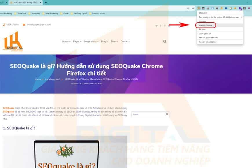 Cách gỡ cài đặt SEOQuake