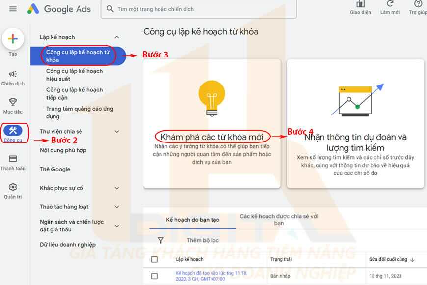 Công cụ nghiên cứu từ khóa Keyword Planner