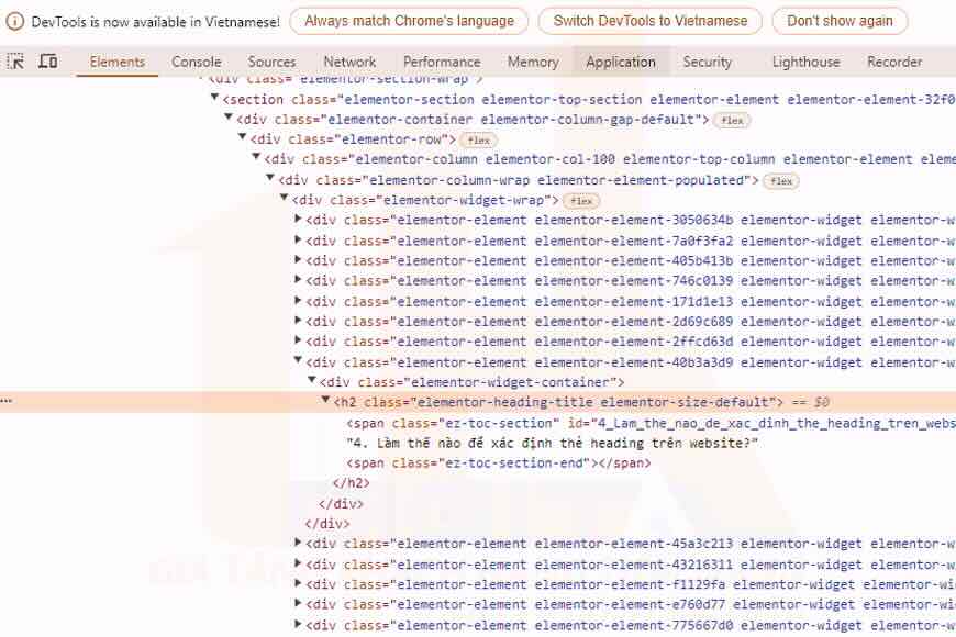 Làm thế nào để xác định thẻ heading trên website?